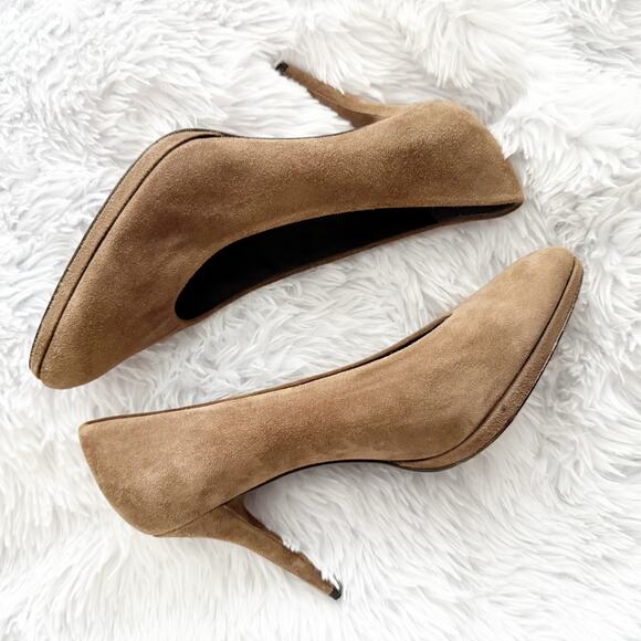 STUART WEITZMAN | Taupe Tan Gray Suede Stiletto Heels Pointed Toe Pumps | Size 8 - Picture 6 of 8